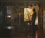 Jacob Collins Canvas Paintings - Grimaldi in Studio